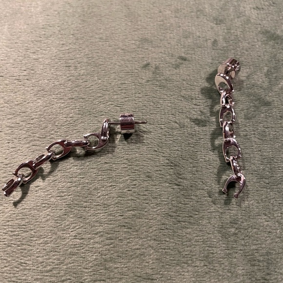 Silver Coach Linear Chain Earrings - Picture 4 of 4